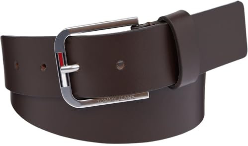 Tommy Jeans Herren Gürtel Austin aus Leder, Braun (Dark Brown), 115 cm