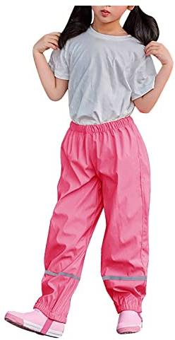 Matschhose Ungefüttert Kinder Ungefüttert Einfarbig Fahrrad Mädchen Matschhose Schmal Unisex Regenschutz Kinder Regenjacke Baby Ohne Träger Dünne Wasserdicht Regenhose Heißes Rosa 110-116