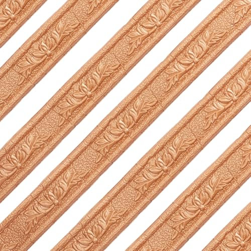 GORGECRAFT 2Pcs 2.3Mx4cm Wallpaper Borders Self Adhesive 3D Floral Molding Wall Edging Trim Foam Baseboard Skirting Border Flexible Ceiling Moulding Trim for Corner Line Home Kitchen Bedroom Decor