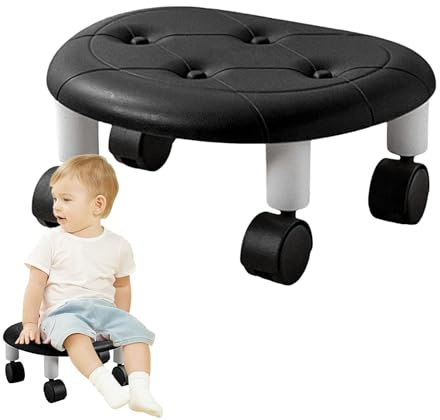 Tabouret roulant à faible hauteur | Tabouret à roulettes pivotant à 360° | Siège à roulettes bas, tabouret bas rotatif, portable pour la maison, le spa, le salon de manucure