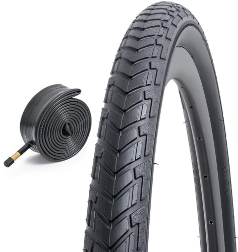 700x40C neumático de Bicicleta 42-622, 700C neumático Plegable y Tubo de Bicicleta 700x35/43C válvula Schrader 48mm, Adecuado para 700x40C 28x1.60 neumático de Bicicleta (Uno)