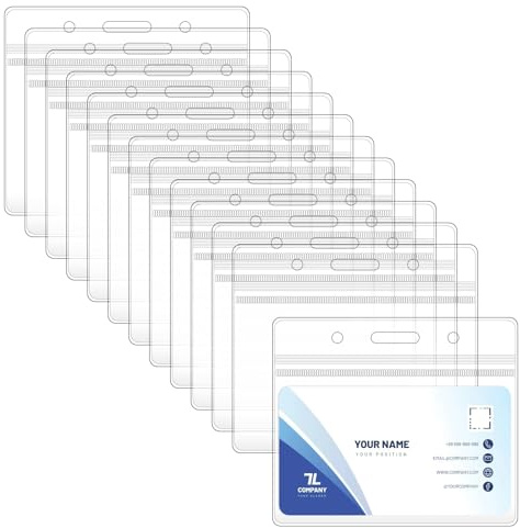 50 Piezas Funda Tarjeta Identificación,Fundas para Tarjetas de Identificación,Funda de Tarjeta,Transparente,Impermeables y Resellables,para Tarjeta para Oficina,Exposición,Negocios (10x8.5cm)