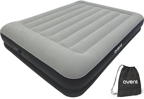 AVENLI Materasso gonfiabile autogonfiabile Queen-Size 203x152x36 cm, 2 persone, I-Beam, autogonfiabile, fino a 300 kg, grigio, campeggio letto ospiti outdoor