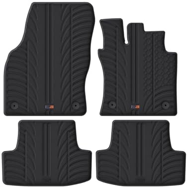 TRAVALL Rubber Car Mats (set of 4) compatible with VW T-Roc (2017-Current) Heavy Duty Floor Mats Moulded Premium Mats Easy Clean Black with Clips - Anti Slip All-Weather Protection