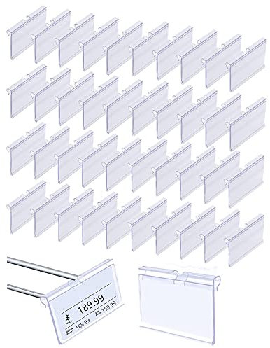 Transparenter Etikettenhalter, 40 Stück Preishalter für Regale, Preisschilder für Lebensmittel, Preisschilder, transparente Etiketten aus Kunststoff für Supermarkt, Theke, Geschäft