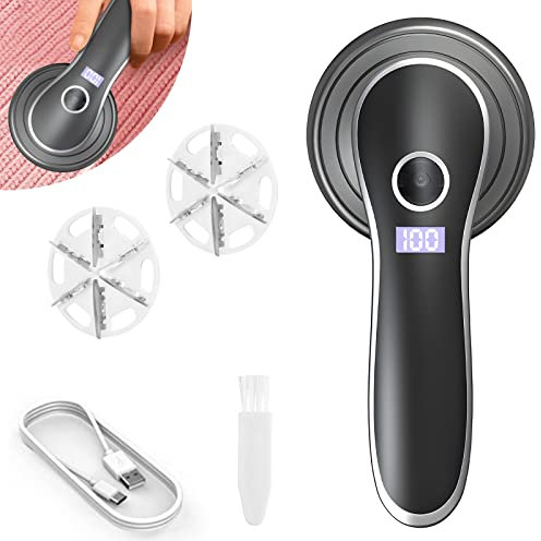 Rasoir Anti Bouloche, Râpe à Peluches électrique avec indicateurs LED, Rechargeable USB Retirer Les Peluches avec 6 Lames pour Les vêtements Meubles Jouets