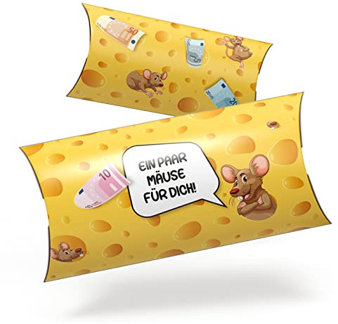 Creatastic - 5 Stück Geldgeschenke Verpackung mit lustigem Mäuse Design, Geldgeschenk Kinder, viel Platz für Süßigkeiten und Kleinigkeiten, Geldgeschenk Verpackung, Geldgeschenk Weihnachten