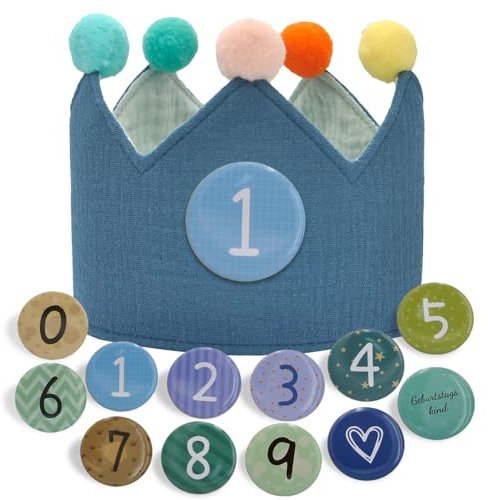 JOYUE Corona Compleanno per Bambini, Cappello da Festa con Numeri Intercambiabili da 0 a 9, Cappello di Compleanno in Tessuto Verde