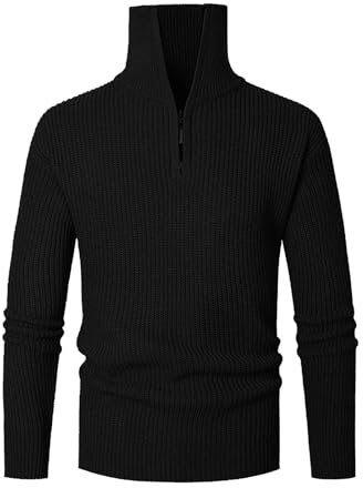 PODOLIXIA Pullover Herren Komfort Strickpullover Turtleneck Herren Warmer Pullover Herren Winter 1/4 Zip Pulli Sweater Tehkragen Mit Reißverschluss