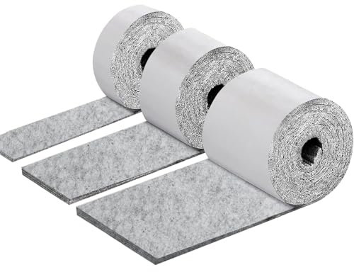 HRLORK 3 Pcs Furniture Pads Floor Protectors 1M x 3 Self-Adhesive Light Grey Felt Pads for Furniture Feet Anti-scratches Reduce Noise Furniture for Table Chair Desk Sofa Bed