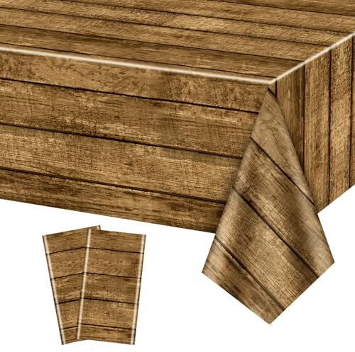 2 Pack Western Party Tischdecken, 220x137cm Western Party Tischdecke Wild West Holzhaus Scheunentür Tischdecken für Western Thematische Party Kinder Geburtstag Party Dekorationen