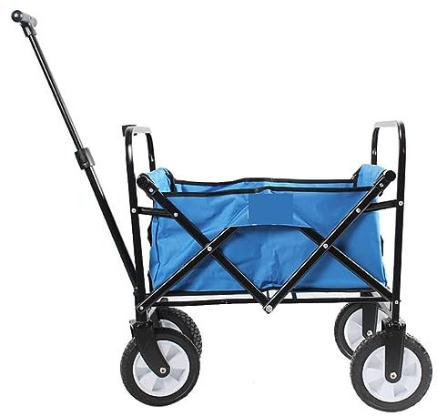 Faltbar Handwagen Bollerwagen Transportwagen Klappbarer Garten-Trolley, Robuster Trolley-Einkaufswagen Für Outdoor-Camping, Strand-Pull-Truck Faltbollerwagen Faltwagen Strandwagen(Blue)