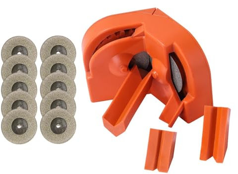 ZAWELIYO Juego de Afilador de Brocas,Amoladora de Brocas,10 Piezas de Disco Abrasivo y 3 Herramientas Auxiliares para Carpintería,Metal y Reparación de Automóviles (Orange)