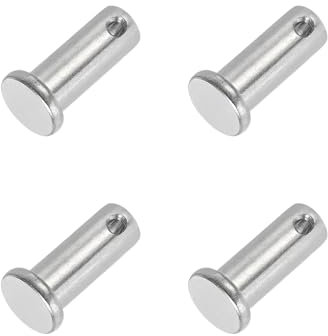 PATIKIL 10 x 25 Mm Single Hole Clevis Pins, 4 Pcs 304 Stainless Steel Flat Head Pin for Hitch Pin Lock Link Hinge Systems, Silver