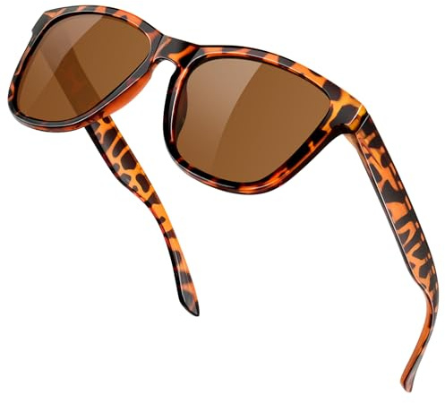 KANASTAL Gafas de Sol Mujer Carey Marrones Hombre Polarizadas Clásicas Vintage Retro Protección UV400 Señora Brown Sunglasses Women - Leopardo Marrones Lentes