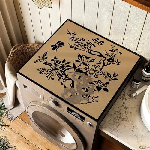 Highdi Style Rétro Housse de Protection pour Machine à Laver Top,Coussin de Machine à Laver Antidérapant Housse de Machine à Laver pour Machine à Laver Ou Sèche-Linge (Marron,60x60cm)