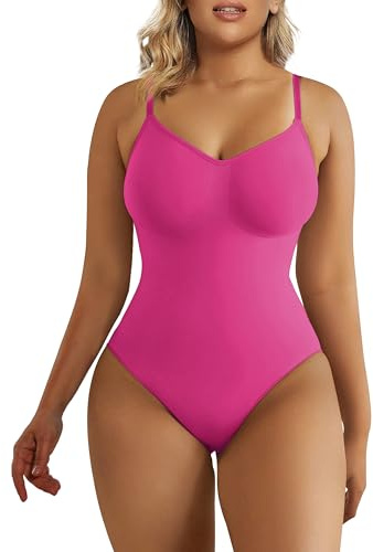 SHAPERX Women Sculpting Bodysuit Tummy Control Shapewear Seamless Body Shaper Thong Adjustable Straps