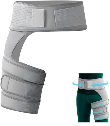 Grosion Hip Brace for Women and Men,Hip Support for Women,Groin Support,Adjustable Thigh Support for Reducing Muscle Fatigue(Grey)