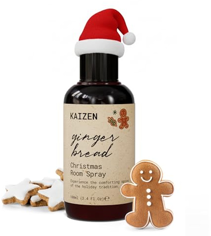 KAIZEN Profumo per Ambienti Natalizio al Pan di Zenzero - Profumatore Essenze di Natale e Inverno - Deodorante Spray per Casa, Tessuti e Ambienti - Accogliente e Duraturo - 100ml