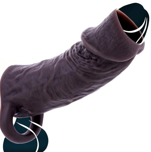 Funda Pene de Suave Silicona Flexibles y Retráctiles, Agrandador de Pene, Retraso de Eyaculación, Anillo Pene Hombre, Fundas para Pene en Juguetes Eróticos para Pareja Sexuales, Reutilizables (Negro)