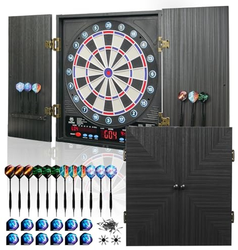 WIN.MAX Elektronisk darttavla, dekorativ elektronisk darttavla skåp set (svart-080, en storlek)
