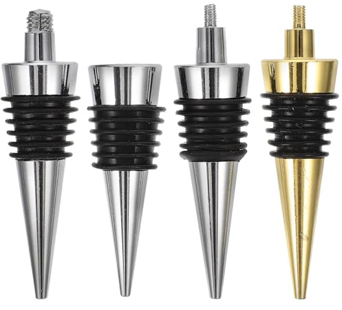 Alipis Set 4 Tappi per Bottiglia di Vino in Metallo Chiusura Ermetica Riutilizzabile Accessori per Conservazione Vino per Casa e Feste