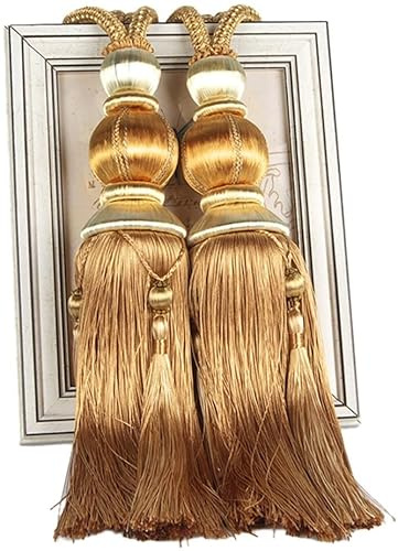 Paired Lantern Single Hanging Ball Tassels Curtains Buckle Sling Binding Lantern Tiebacks Handcrafted Braided Buckle Drapery Curtain Holdbacks Window Treatments for Home 2 Pack