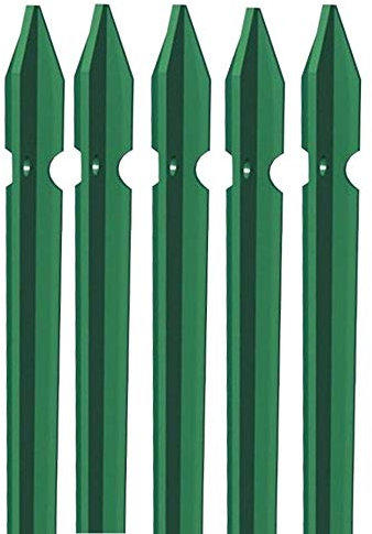 5x PALETTO A T IN FERRO PLASTIFICATO VERDE PALO PER RECINZIONE (175)