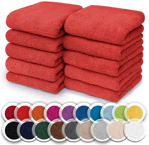 NatureMark 10er Pack Waschlappen | 100% Baumwolle | Frottier Seiflappen | Größe 30 x 30 cm | Frottee Seiftücher im 10er Pack Farbe: Rot