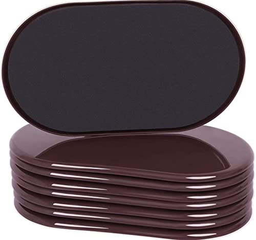 Ezprotekt Large Furniture Sliders for Carpet, 8 Pack 9 1/2 x 5 3/4 Heavy Duty Furniture Movers Sliders for Hardwood Floors, Reusable Oval Furniture Moving Pads, Protect Floor and Easily Move (Brown)