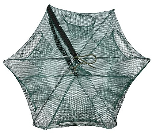 Crab Trap, Automatic Foldable Nylon Shrimp Trap 6-Hole Design for Freshwater Saltwater Shallow Deep Water Fishing