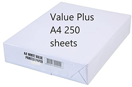 Value Plus A4 White Copier Printing Paper 250 Sheets 80gsm