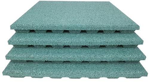 TOPRUBBER 4x Fallschutzplatten 50x50x4 cm Grün Gummiplatten Spielplatzmatten