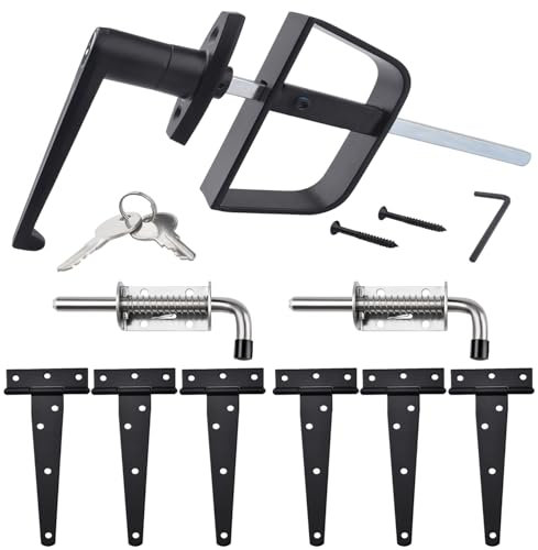 Shed Door Hardware Kit, Complete with T Hinges, Latches, and L-Handle Lock, Door and Window Hinge Set for Shed, Gate, Barn, Playhouse, Chicken Coop and More