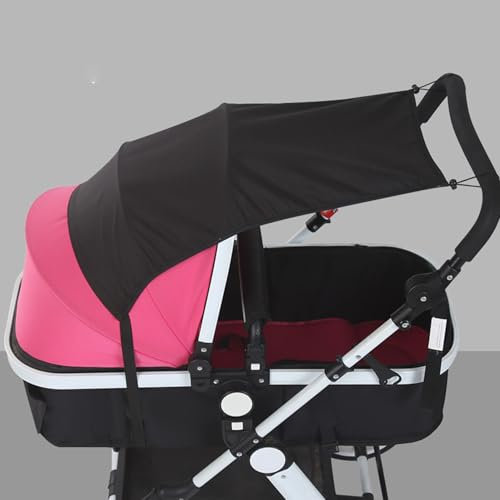 JUMUAO Universal Sonnensegel klein für Kinderwagen Buggy,Baby Sonnensegel,Sonnensegel Buggy Baby für Kinderwagen Sonnenschutz mit Uv Schutz Tuch Baby UPF 50+,Verstellbarem Kordelzug (Schwarz)