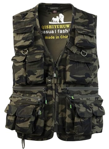SUSHIMIAN Chaleco de Pesca con Múltiples Bolsillo para Hombre Chaleco Tip Safari Chaqueta Sin Mangas de Caza Chaleco de Fotografía