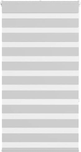 vidaXL Zebra Roller Blind Light Grey - 70x150cm - Adjustable Dual-Layer Polyester Shade with Chain Hoist - Mount with Screws or Clamping Brackets - Modern Style for Indoor Rooms