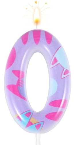 Cat Themed Birthday Number Candle, Cartoon Dollhouse Kitten Birthday Decorations Kitty Cat Numeral Cupcake Candle Cake Topper Decorations Birthday Party Supplies for Girls Boys (Number 0)