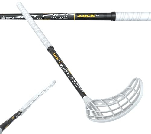 FAT PIPE Floorball Schläger Unihockey Stock Zack 33 ORC - Black White - IFF Zertifiziert, mit ORC Schaufel/Kelle (Schaftlänge 92cm, Rechte Hand Oben/Linksauslage)