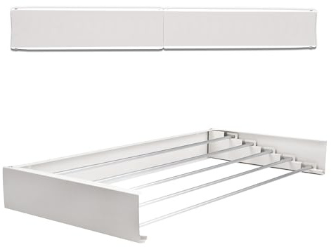 Crystals Wall-Mounted Retractable Airer | Foldable Laundry Drying Rack with 70/80/100cm Rods | Space-Saving Indoor & Outdoor Clothes Dryer, 4.2m Hanging Space, Easy Installation (80cm Clothes Rack)