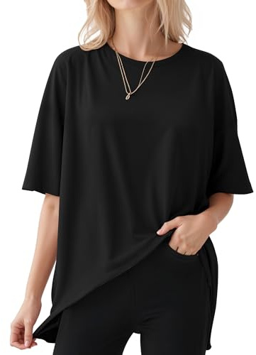 ALGALAROUND Women Oversize Crew Neck Short Sleeve Tops | Loose Fit T-Shirts Basic Women's T-Shirts Sexy Summer Basic Casual Oversized T Shirt Going Out Top Ladies Tee