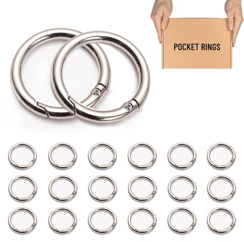 Zzcy 20 stycken karbinhakar rund 40 mm stor karbinhake rund karbinhake ring silver karbinhake rund nyckelring ringar för väska gör-det-själv hantverk zinklegering (tråddiameter 4,5 mm)