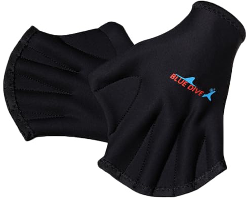 Swimming Aquatic Gloves Waterproof Diving Gloves Paddle Sports Surfing Webbed Gloves Snorkel Gloves Fingerless Fitness Training Gloves with Adjustable Wrist Strap for Men Women