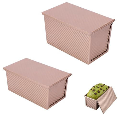 Foonary set da 2 stampi per pane tostato con coperchio, grande 20,8×12,1×12,2 cm e piccolo 18,8×9,6×8,6 cm, stampo antiaderente per la cottura di pane tostato, dolci, torte e tutti i tipi di prodotti