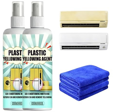 Plastica ingiallimento rimozione restauratore spray, Potente sbiancante ad azione rapida per elettrodomestici, spray detergente, ingiallimento per superfici in PVC e plastica bianca,100ml（2 pezzi ）