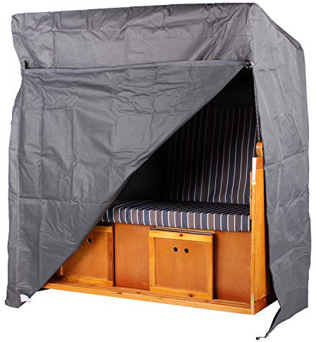 Strandkorbhülle Premium Größe XXL grau - Regenhaube - Strandkorb - Schutzhülle - einfache Montage - Segeltuch - Abdeckplane