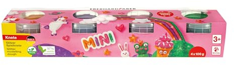Eberhard Faber 572511 - Pâte à modeler paillettes 4 couleurs, 100 g chacune, pâte à modeler pour enfants en pots refermables