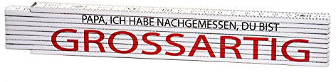 GESCHENKE-FABRIK Meterstab - 2 Meter Zollstock als Geschenk mit Aufschrift Papa ich habe nachgemessen - Grossartig - Geschenk für Heimwerker, Väter oder Opas - Zum Vatertag, Weihnachten, Geburtstag