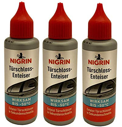 ILODA 3 x 50ml Nigrin Türschlossenteiser, Enteiser für Autotür, Türschloss-Enteiser, Schlossenteiser