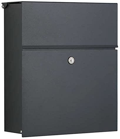 Heibi Briefkasten CALMALUX Aluminium grau RAL 7016 mit Zeitungsfach 38,5x14x43,5 cm DIN C4 quer